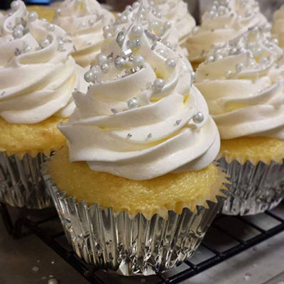 White cupcakes.